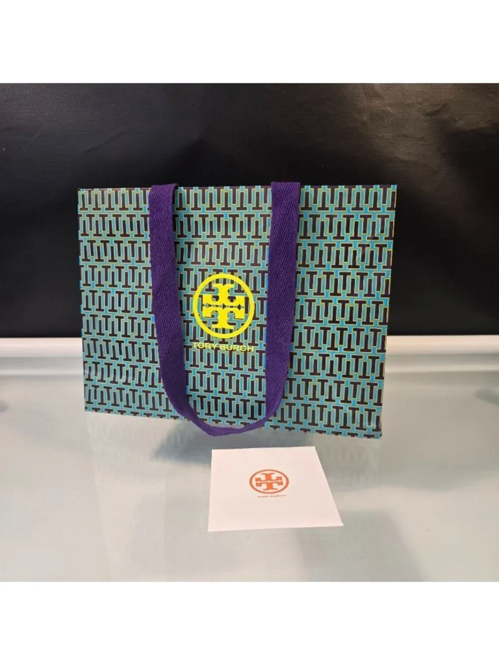 TORY BURCH Authentic Paper Bag Gift Shopping Tote Bag 9x12x5 Purple Blue